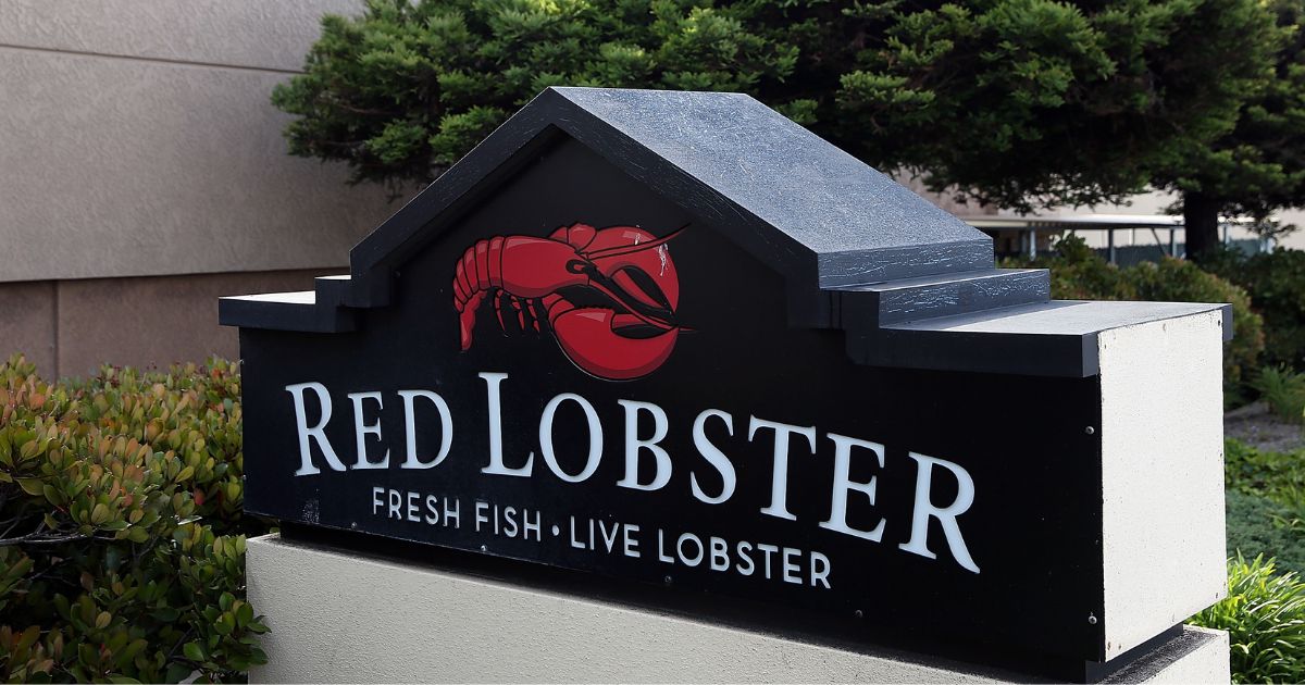 A sign is posted in front of a Red Lobster restaurant in San Bruno, California, in a file photo from 2014.