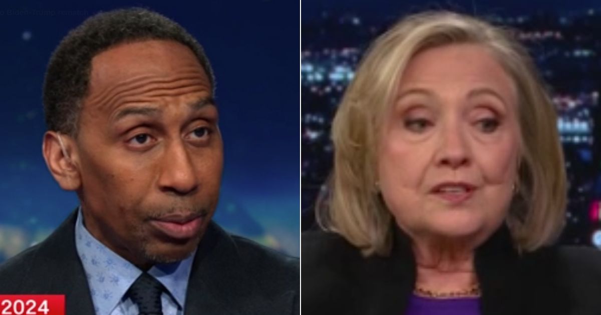 In a recent interview with CNN, Stephen A. Smith, left, unloaded on Hillary Clinton, right, for her remarks telling undecided voters to "get over" their two choices for president in 2024 and vote for President Joe Biden.