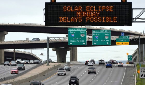 Motorists traveling toward Austin, Texas, are reminded of Monday's eclipse and the possibility of traffic delays.