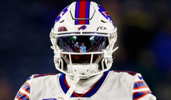 Buffalo Bills wide receiver Stefon Diggs before an NFL football game against the New England Patriots in Foxborough, Massachusetts, on Dec. 1, 2022.