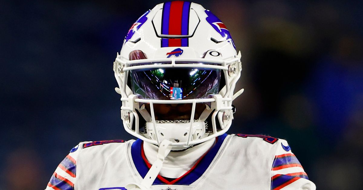 Buffalo Bills wide receiver Stefon Diggs before an NFL football game against the New England Patriots in Foxborough, Massachusetts, on Dec. 1, 2022.