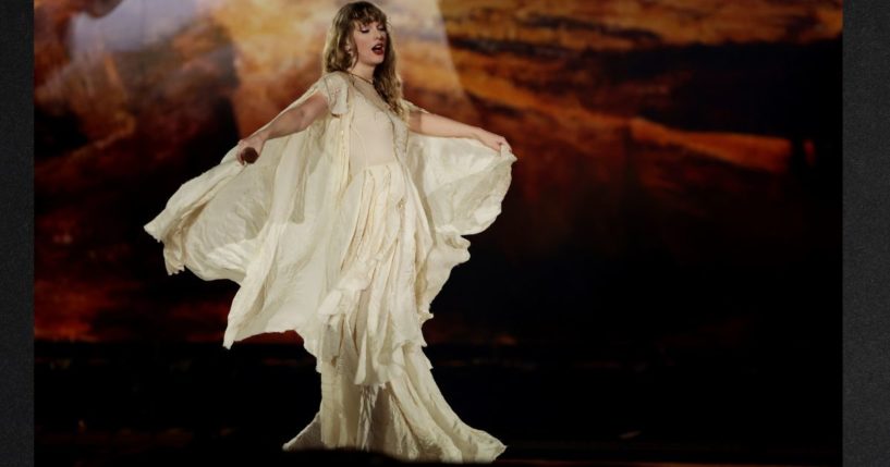 Taylor Swift, pictured during a March 2 concert in Singapore, sings lyrics comparing herself to Christ in her newest album.