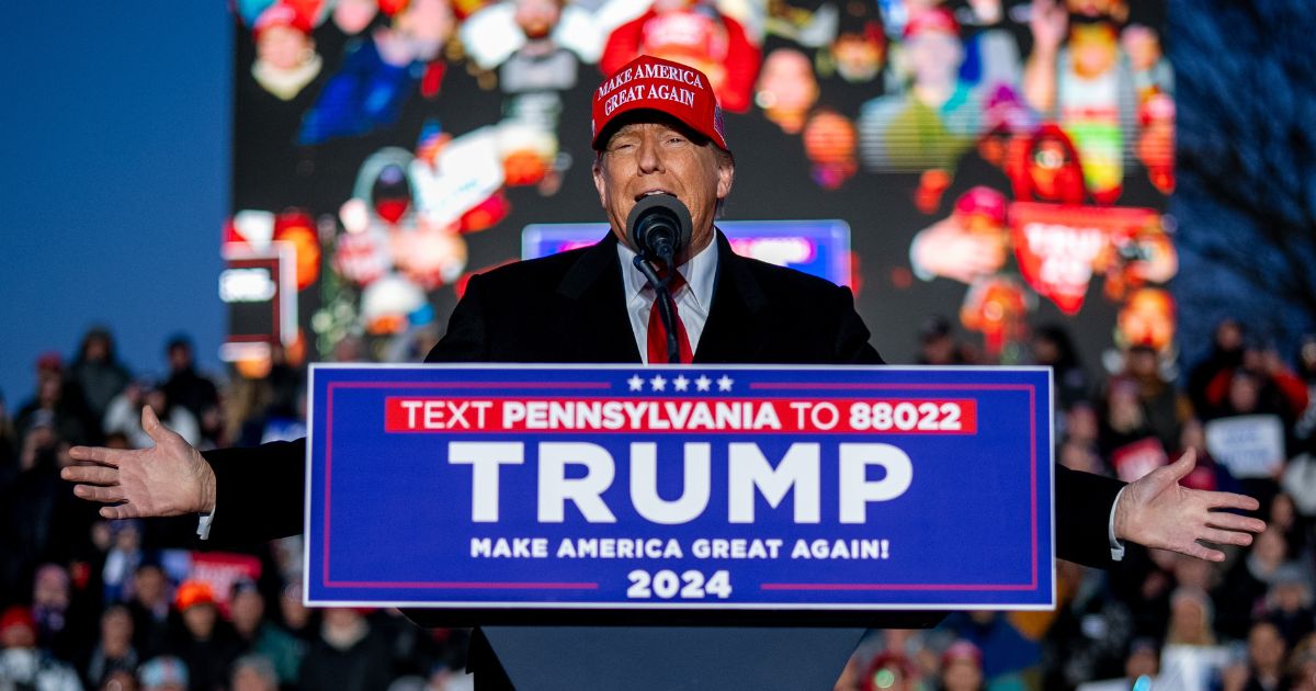 Republican presidential candidate and former President Donald Trump speaks during a rally outside Schnecksville Fire Hall in Schnecksville, Pennsylvania, on Saturday.
