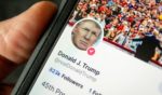 Donald Trump's Truth Social account is pulled up on a smartphone in Bath, England, on April 20.
