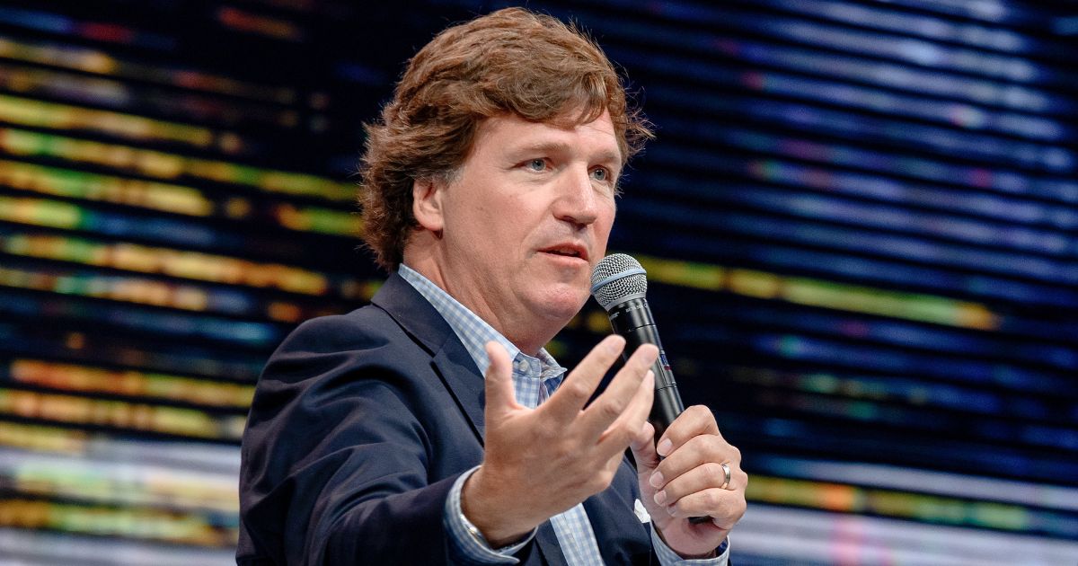 Tucker Carlson speaks during the 10X Growth Conference at the Diplomat Beach Resort in Hollywood, Florida, on April 2.