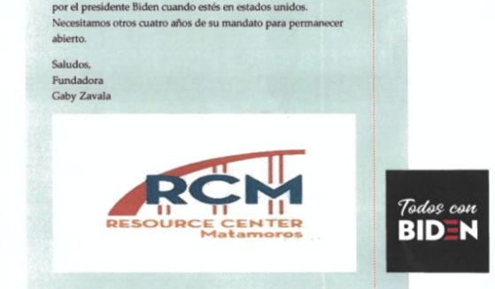 According to the Heritage Foundation’s Oversight Project, a translation of a portion of this flyer in the border city of Tamaulipas, Mexico, reads: “Reminder to vote for President Biden when you are in the United States. We need another four years of his term to stay open.”