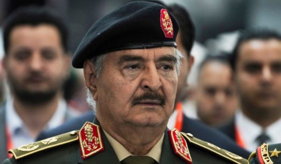Libya's Khalifa Hifter, the commander of the self-styled Libyan National Army, is seen at the International Defense Exhibition and Conference in Abu Dhabi, United Arab Emirates, Feb. 20, 2023.
