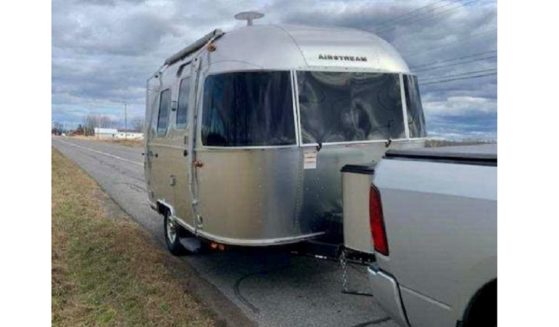 The Airstream trailer involved in a fatal accident Thursday in New York state.