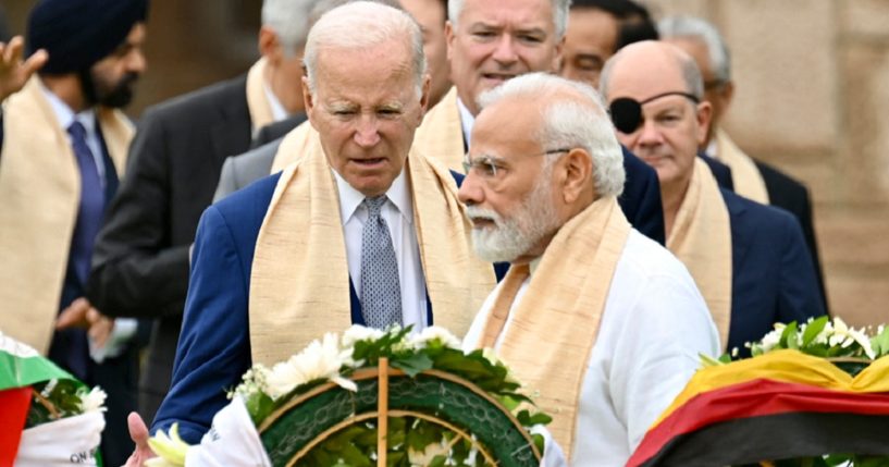 President Joe Biden is pictured with Indian Prime Minister Narendra Modi during the G20 summit in September in New Delhi, India. Modi visited Biden in Washington in June.
