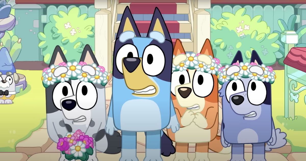 This YouTube screen shot shows a scene from a trailer for the children's show "Bluey."