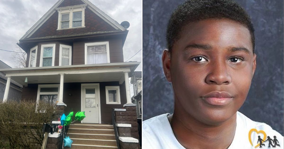 The body of 12-year-old Jaylen Griffin, right, was found in a Buffalo, New York, halfway house, left.