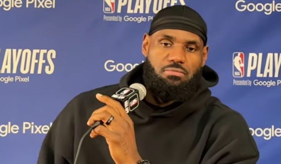 Los Angeles Laker star LeBron James addresses the media after his team's playoff loss on Monday.