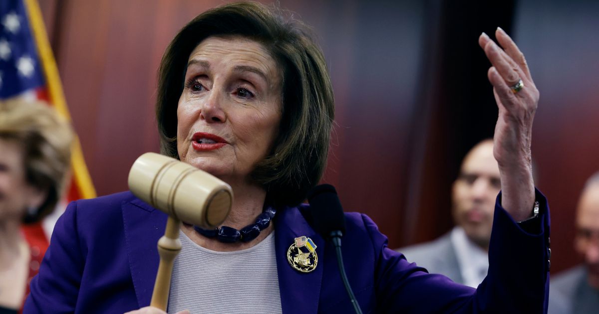 Rep. Nancy Pelosi (D-CA) holds the gavel she used in the House of Representatives 14 years earlier when the Affordable Care Act was passed during a news conference to mark the anniversary at the U.S. Capitol on March 21, 2024 in Washington, DC.