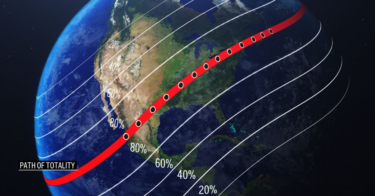 the former estimate of where the solar eclipse will be visible
