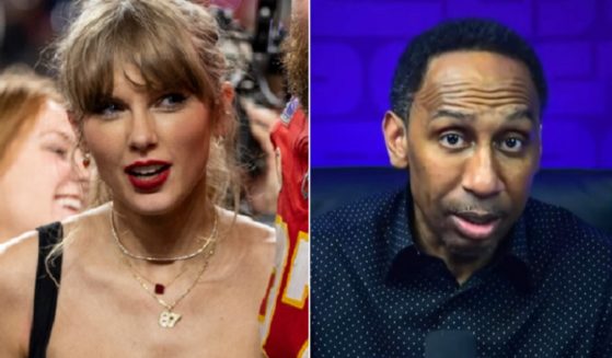 Pop superstar Taylor Swift, left; sports commentator Stephen A. Smith, right.