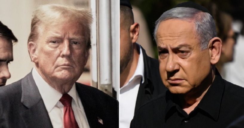 Former President Donald Trump, left; Israeli Prime Minister Benjamin Netanyahu, right.