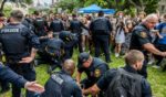 Students are arrested during an anti-Israel demonstration at the University of Texas at Austin on Wednesday in Austin, Texas.