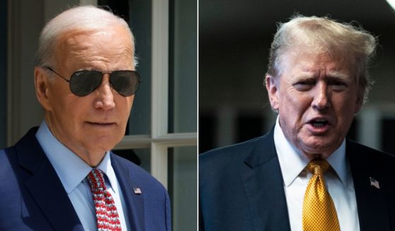 Bettors on the Polymarket prediction platform strongly believe former President Donald Trump, right, will be convicted in his so-called hush money trial, but they also strongly believe Trump will prevail over President Joe Biden, left, in the November presidential election.