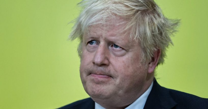 Former U.K. Prime Minister Boris Johnson takes part in a discussion at the meeting of the Yalta European Strategy "Two Years – Stay in the Fight" in Kyiv, Ukraine, on Feb. 24.