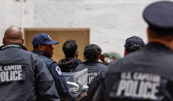 Capitol Police are seen in the Hart Senate Office Building in Washington, D.C. in a file photo from Dec. 11.