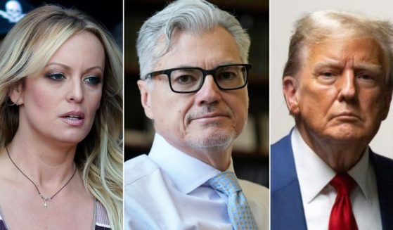 Judge Juan Merchan, center, has refused to modify a gag order against former President Donald Trump, right, so that Trump can respond to claims made by porn star Stormy Daniels, left.