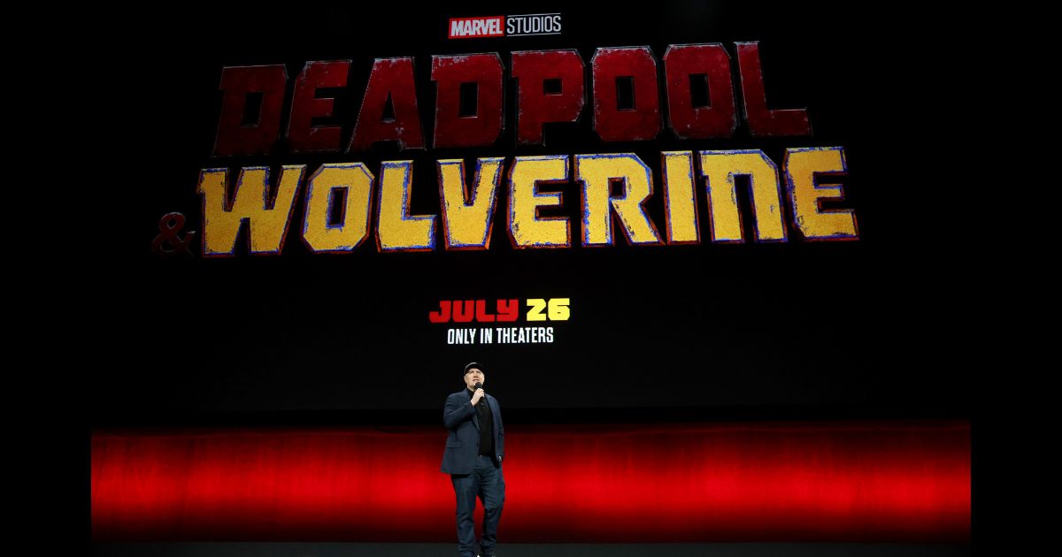 President of Marvel Studios Kevin Feige onstage at Walt Disney Studios's presentation at Cinemacon in 2024.