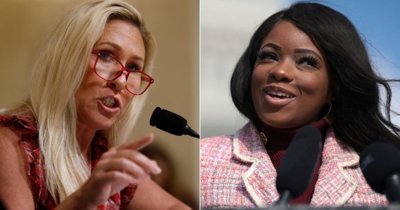 Although Rep. Marjorie Taylor Greene, left, has been blamed for the chaos in the House Oversight Committee last week, Rep. Jasmine Crockett, right, has now trademarked her insult.