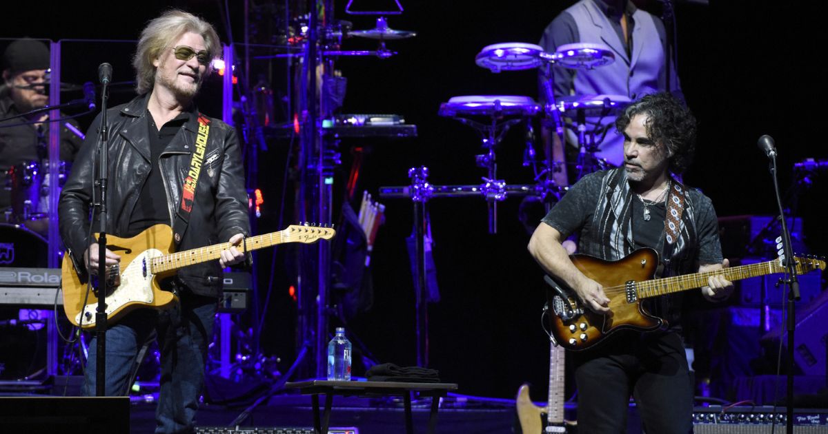Daryl Hall, left, and John Oates of Hall & Oates perform at Golden 1 Center in Sacramento, California, on July 23, 2017.