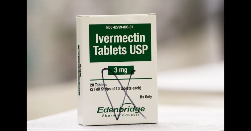 A box of ivermectin tablets is displayed in a pharmacy in Georgia on Sept. 9, 2021.
