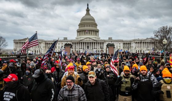 Protesters gathered outside of the Capitol in Washington on Jan. 6, 2021.