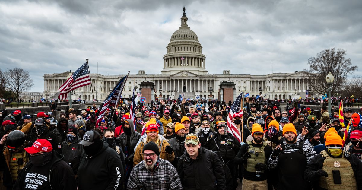 Protesters gathered outside of the Capitol in Washington on Jan. 6, 2021.