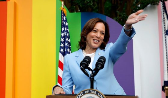 Vice President Kamala Harris onstage hosting a Pride Celebration with GLAAD in Washington, D.C., in 2023.