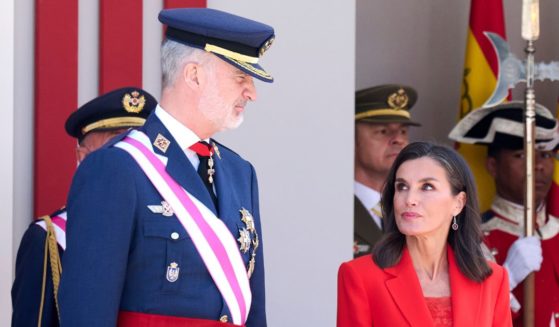 King Felipe VI and Queen Letizia of Spain attend the 2024 Armed Forces Day on May 25 in Oviedo, Spain. New reports of Letizia's alleged infidelity have shocked the Spanish public, according to news reports.