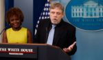Actor Mark Hamill joins White House press secretary Karine Jean-Pierre at Friday's news briefing in Washington, DC. Hamill met with President Joe Biden in the Oval Office.