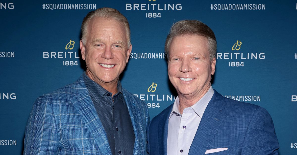 Boomer Esiason and Phil Simms, seen in a file photo from November 2021, will no longer co-host "NFL Today" on CBS, it was announced Monday.