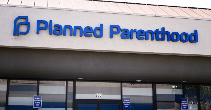 Planned Parenthood signage is displayed outside of an abortion clinic in Inglewood, California, on May 16, 2023.