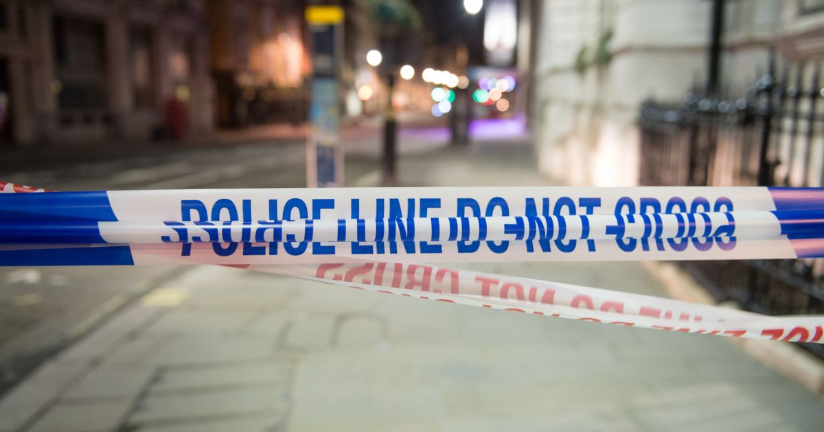Police tape blocks off a crime scene in London, England, on March 9, 2020.