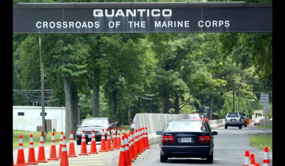 The main gate at Marine Corps Base Quantico in Quantico, Virginia.