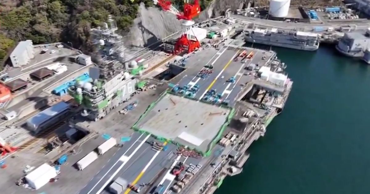 Japanese officials confirmed the footage of the military shipyard appears to be real, rather than generated by AI.