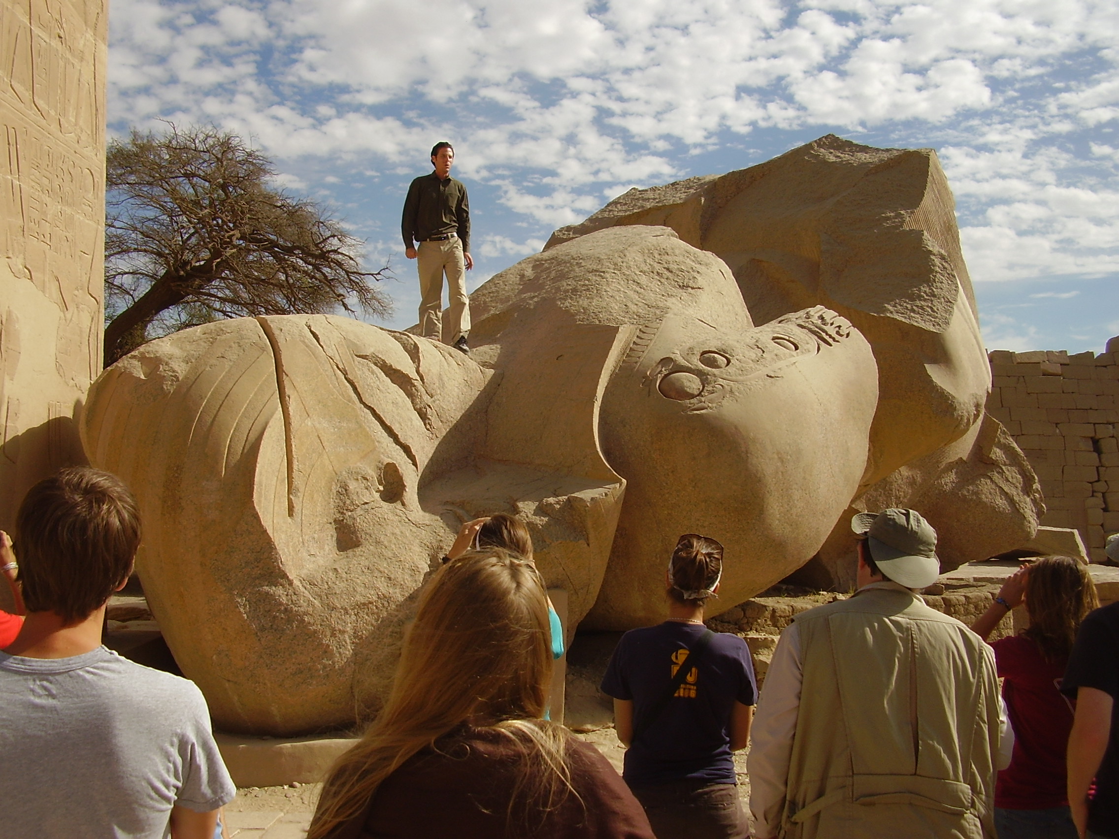 Tom Meyer recites "Ozymandias" on remains of Ramses II.