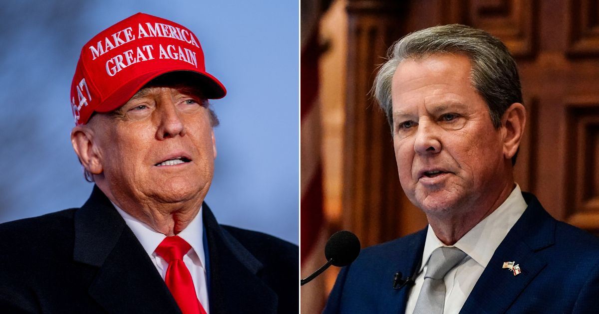Former President Donald Trump, left, might benefit from election reform legislation signed Tuesday by Georgia Gov. Brian Kemp, right.