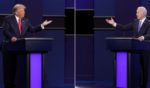 Then-President Donald Trump, left, debates then-Democratic presidential candidate Joe Biden, right, in the final presidential debate at Belmont University in Nashville, Tennessee, on Oct. 22, 2020.