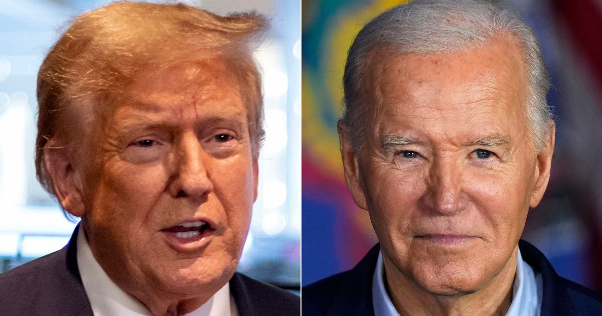 In a Truth Social post on Sunday, former President Donald Trump, left, accused President Joe Biden, right, of weaponizing the government to "take out" Democratic Rep. Henry Cuellar.