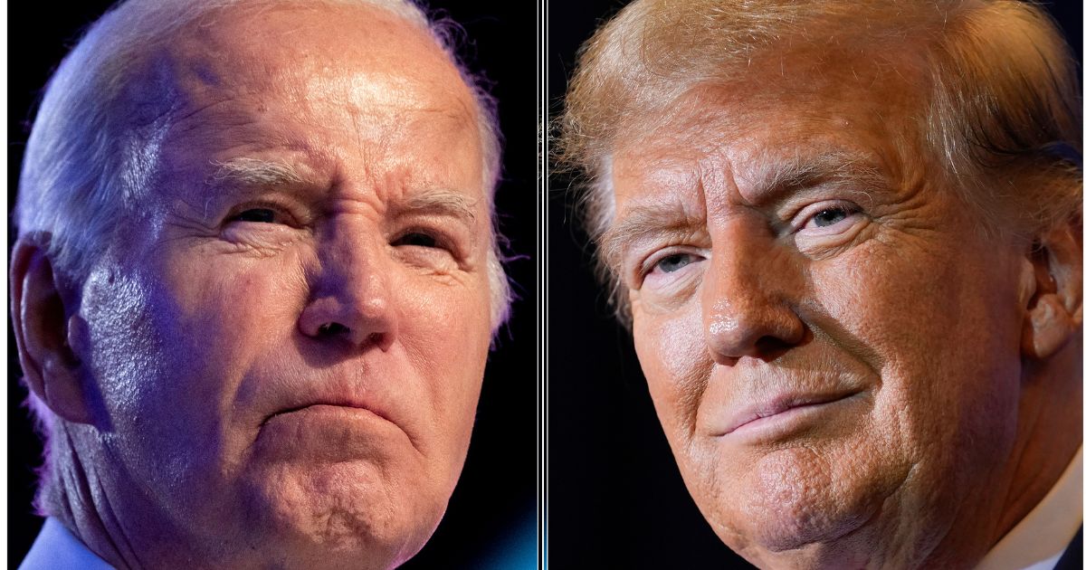 Former President Donald Trump, right, has agreed to attend the Libertarian National Convention, which may boost his numbers over President Joe Biden, left. (