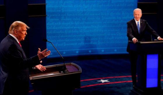 Then-incumbent President Donald Trump and current President Joe Biden argue on October 22, 2020, during the final presidential debate at Belmont University in Nashville, Tennessee.