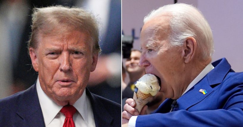"Where's Biden?" comments have been trending on social media as users have been posting pictures of Biden eating ice cream, right, while former President Donald Trump has taken time to go on record condemning violent anti-Israel protests.