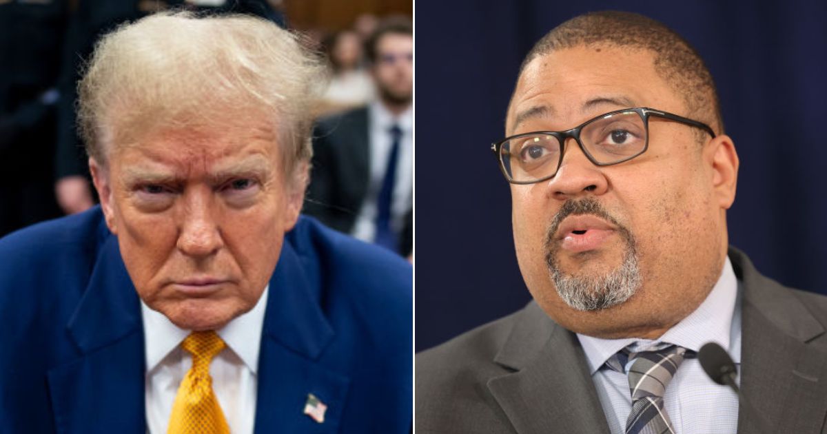 Manhattan District Attorney Alvin Bragg, right, is asking for more penalties to be heaped on former President Donald Trump, left.