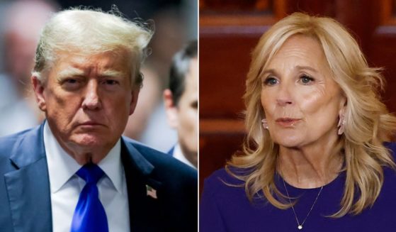 First lady Jill Biden, right, claimed Wednesday on "The View" that former President Donald Trump "can't put a sentence together."