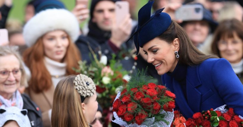 Catherine, Princess of Wales, greets well-wishers after attending the Christmas morning service at St. Mary Magdalene Church in Sandringham, England, last year.
