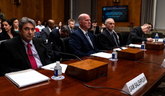 Witnesses testifying at an April hearing of the Senate Homeland Security Committee on about the airplane manufacturer Boeing are, from left, Sam Salehpour,  Boeing engineer; Ed Pierson, former Boeing engineer and founder of the Foundation for Aviation Safety; Joe Jacobsen, former FAA engineer and technical adviser to the Foundation for Aviation Safety; and Shawn Pruchnicki, assistant professor integrated systems engineering at Ohio State University.